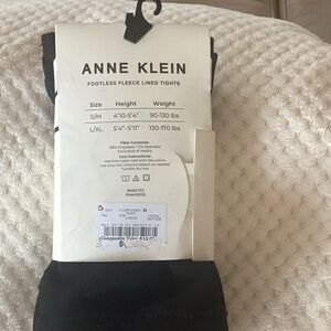 Anne Klein Black Fleece Lined Footless Tights